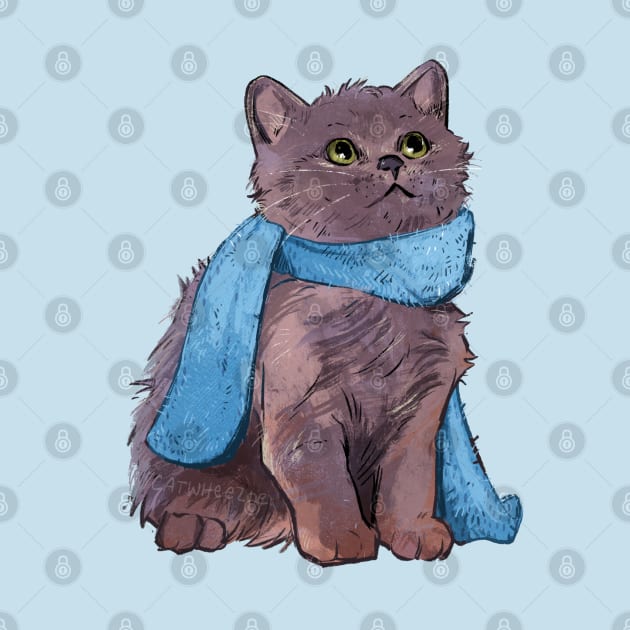 Russian Blue Kitten with a Scarf by Catwheezie