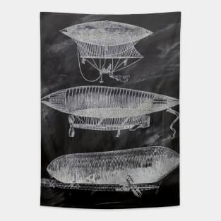 Dark Academia victorian steampunk chalkboard patent print airship Tapestry