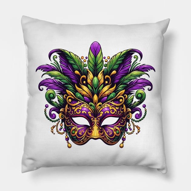 Mardi Gras Festive Mask Design Pillow by Kicosh