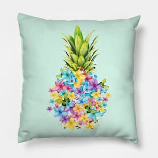 Pineapple with flowers and  butterflies, colorful and cool design pineapples Pillow