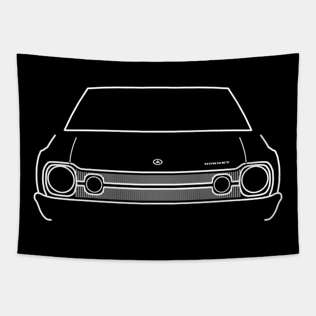 AMC Hornet classic car white outline graphic Tapestry by soitwouldseem