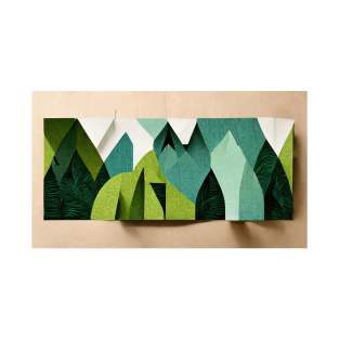 Deep in the Hillside Forest - Abstract Minimalism Papercraft Landscape T-Shirt