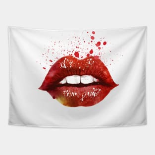 Splash Kiss Red Lips Tapestry