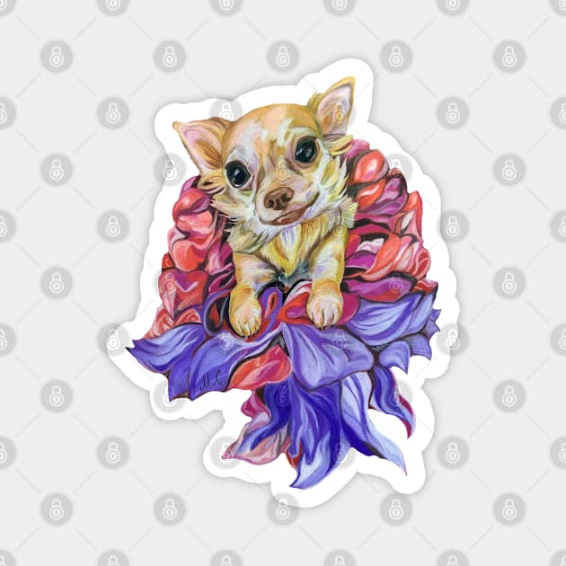 Chihuahua in the Dress Made of Flowers Magnet by mariasibireva