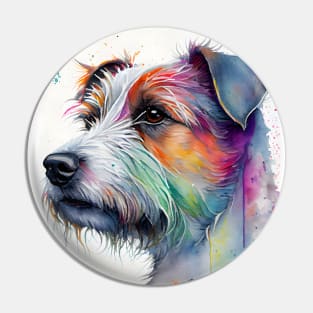 Jack Russell Terrier Dog Portrait with Rainbow Colors Pin