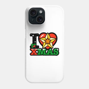 I heart christmas star xmas Phone Case