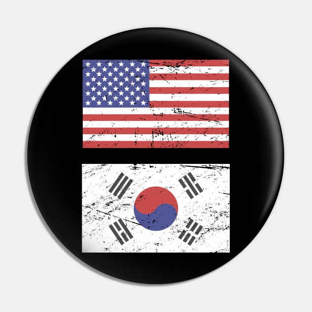 United States Flag & South Korea Flag Pin by Wizardmode