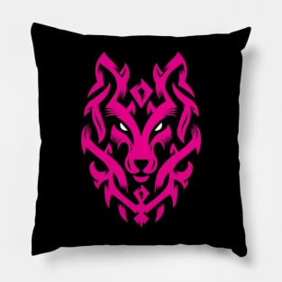 Wolf Tribal Ornament lovely blend drawing cute cool colorful Pillow