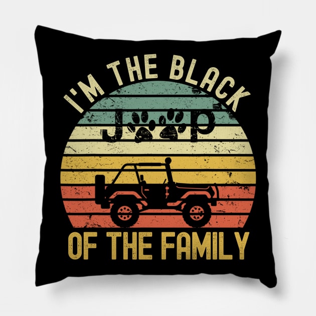 Vintage Jeep I'm The Black Jeep Of The Family Jeep Dog Paws Jeep Lover Dog Lover Pillow by Oska Like