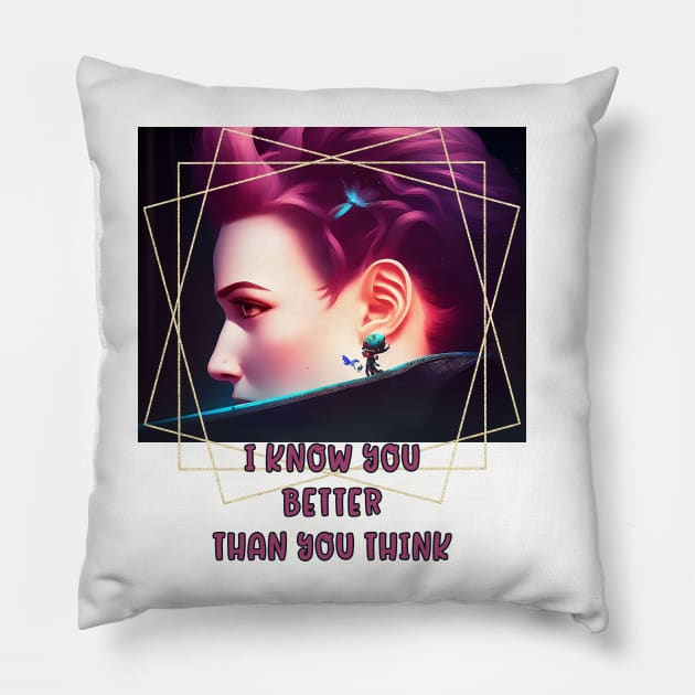 I know you better than you think (profile of redheaded girl) Pillow by PersianFMts