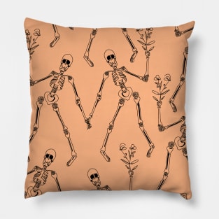 Orange Dancing Skulls Pillow