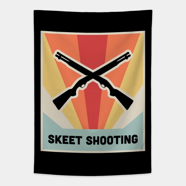 Vintage Style Shotgun Skeet Shooting Poster Tapestry by Wizardmode