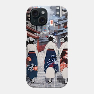 3 geishas in the city of Kyoto Phone Case