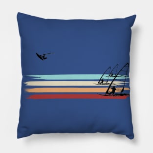 Windsurfing Retro racing Paint Stripe windsurfer Pillow