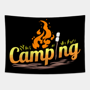 Camping with campfire and marshmallows camping Tapestry