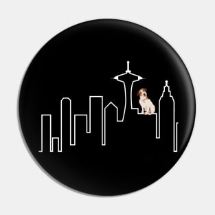 Seattle Skyline Frasier 90s Cute Dog Pin