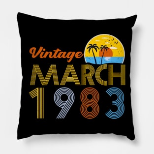 40th Birthday Vintage March 1983 40 Years Old Gifts Pillow