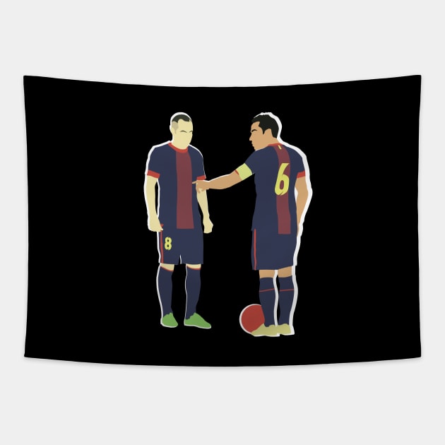 Xavi & Andres Iniesta Barcelona Midfield Duo Maestro Tapestry by Jackshun