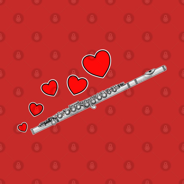Valentines Day Flute Player Flutist Anniversary Wedding Musician by doodlerob