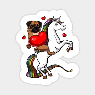 Pug Dog Riding Unicorn Magnet