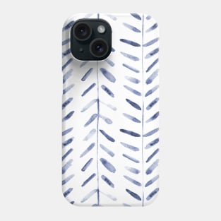 Indigo watercolor abstract herringbone - boho geometrical modern Phone Case