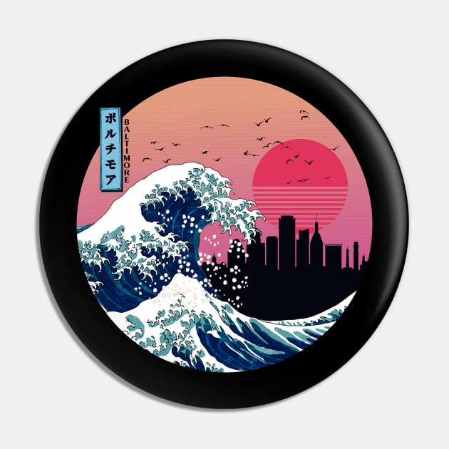 Baltimore Kanagawa Wave Retro Pin by Ferrazi