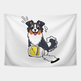 Funny Collie Dog spilled mayonnaise Tapestry