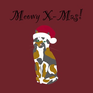 Meowy X-mas santa hat - tortoise shell T-Shirt