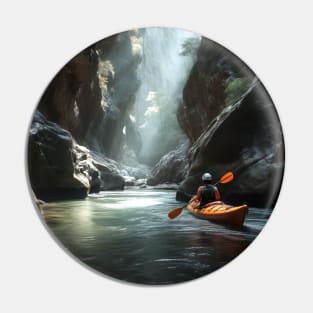 Adventurous Scene Of A Kayak Navigating Through A Narrow River Canyon Pin