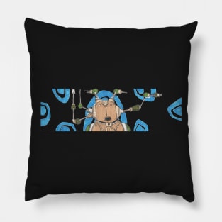 BannerBot 004 (Retro Blue i) Pillow