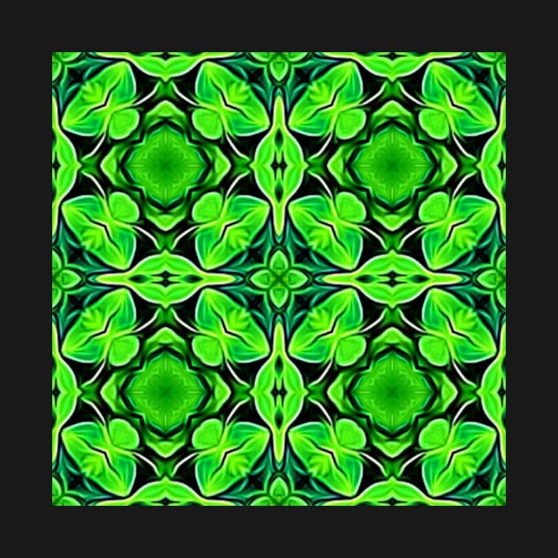 Pretty Green Leaves Lucky Clover Greenery Pattern 2 by BubbleMench