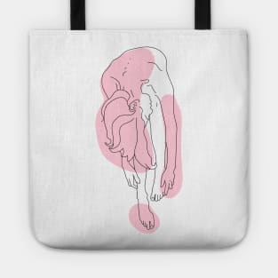 Abstract female portrait by line art. Young girl modern hand drawn illustration. Tote