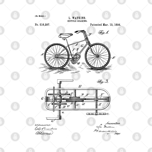 Bike Patent - Bicycle Art - Black And White by patentpress