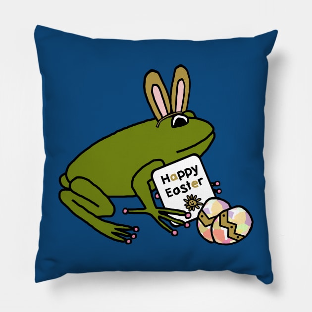 Happy Easter Bunny Ears Frog Pillow by ellenhenryart