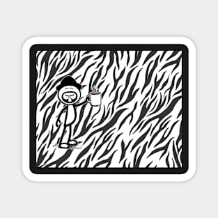 GG Coffee Guy Stick Figure Zebra Print Magnet