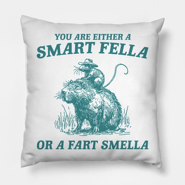 Are You A Smart Fella Or Fart Smella Vintage Shirt, Funny Rat Riding Cabybara Pillow by ILOVEY2K