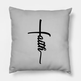 Faith with cross and black text Pillow