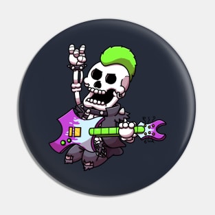 Cartoon Punk Rock Skeleton With Guitar Pin