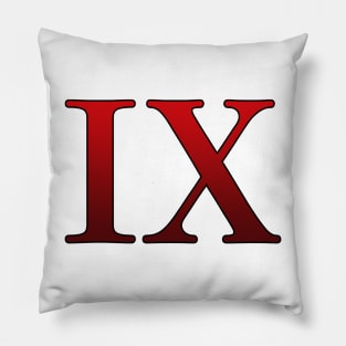 Red Roman Numeral 9 IX Pillow