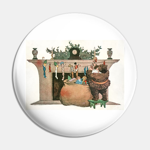 Vintage Christmas Scene Pin by greenoriginals