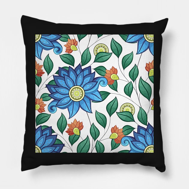 Spring Pattern with Floral Motifs Pillow by lissantee