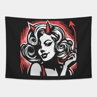 Retro Devil Girl Tapestry