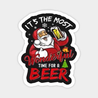 santa claus drinking beer wonderful time Magnet