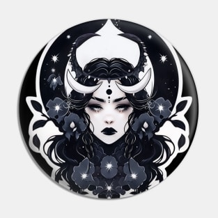 Dark Gothic Moon Goddess Pin