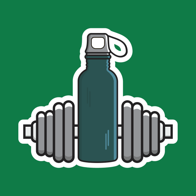 Gym Exercise Dumbbell with Water Bottle Sticker vector icon illustration. Gym fitness icon design concept. Dumbbell for training body muscles sticker design logo. by AlviStudio