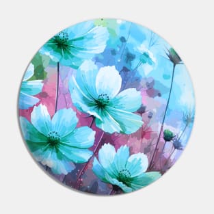 Blue Cosmos Flower Pin