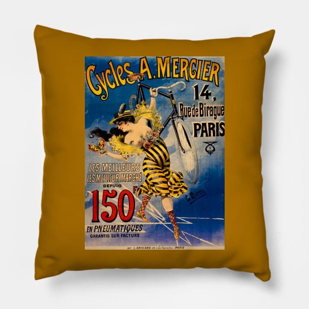 French Bicycle Advertisement from the 1800s Pillow by mike11209