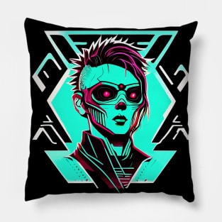 Cyberpunk with body modifications Pillow