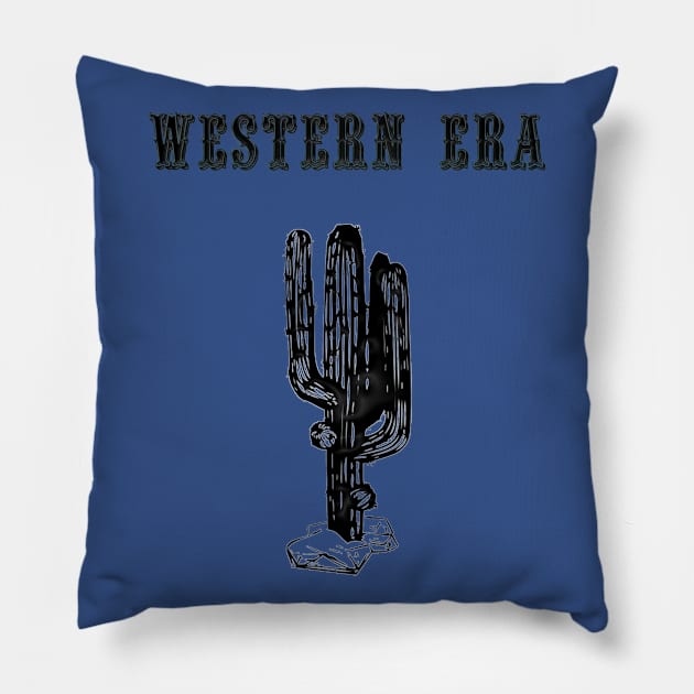 Western Era - Cactus 1 Pillow by The Black Panther