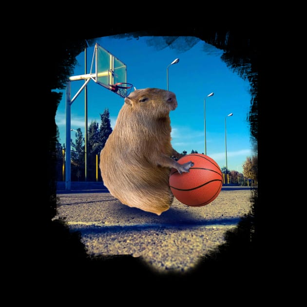 Capybara Playing Basketball by Random Galaxy